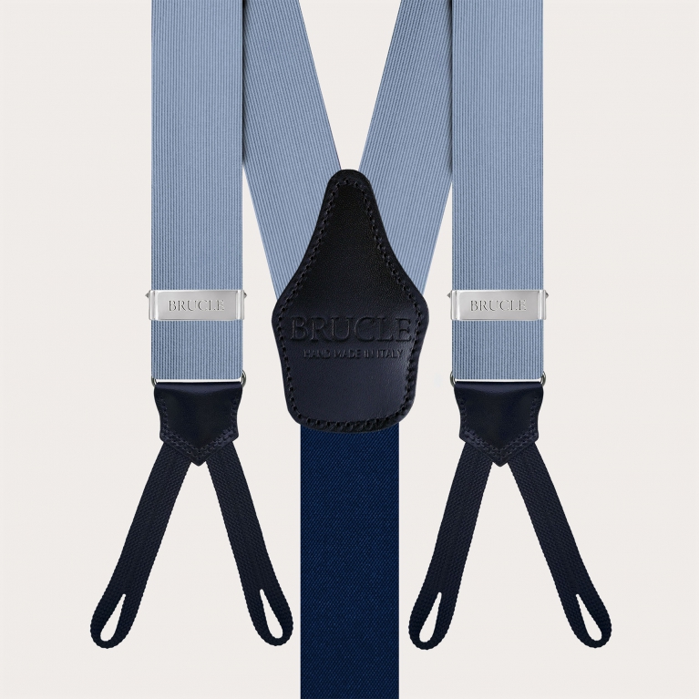 Silk Y-shape suspenders with braid runners, blue sky