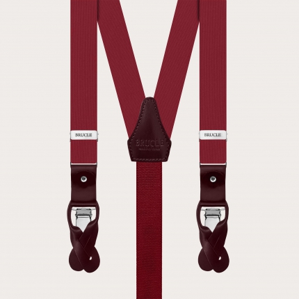 Thin formal silk burgundy suspenders
