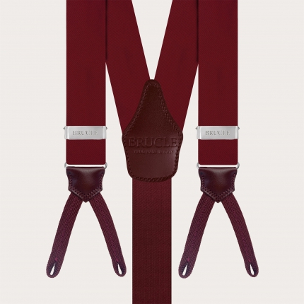 Burgundy silk satin braces for buttons