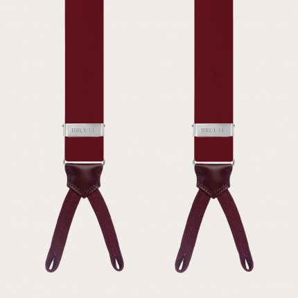 Burgundy silk satin braces for buttons