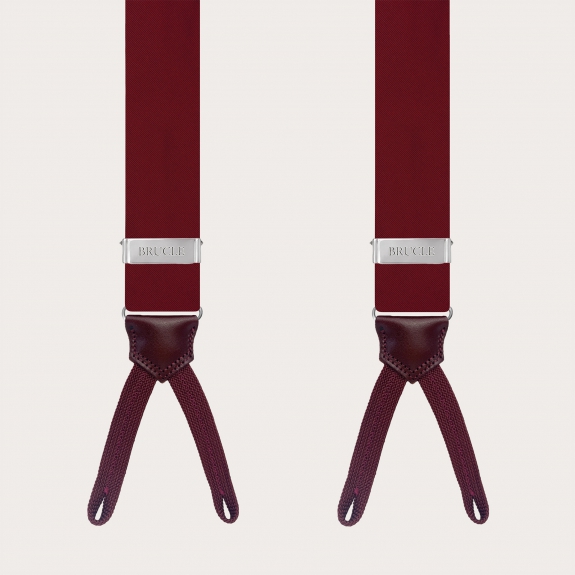 Burgundy silk satin braces for buttons