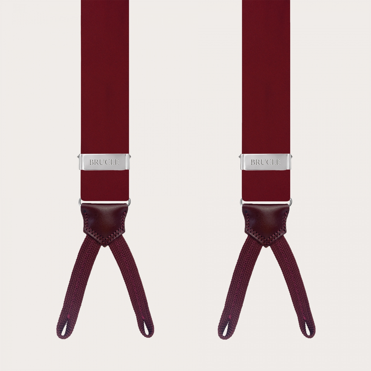 Burgundy silk satin braces for buttons