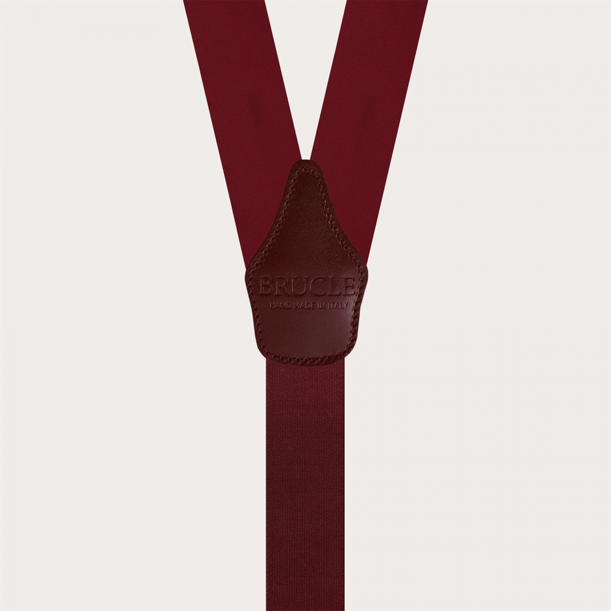 Burgundy silk satin suspenders for buttons with gold adjusters