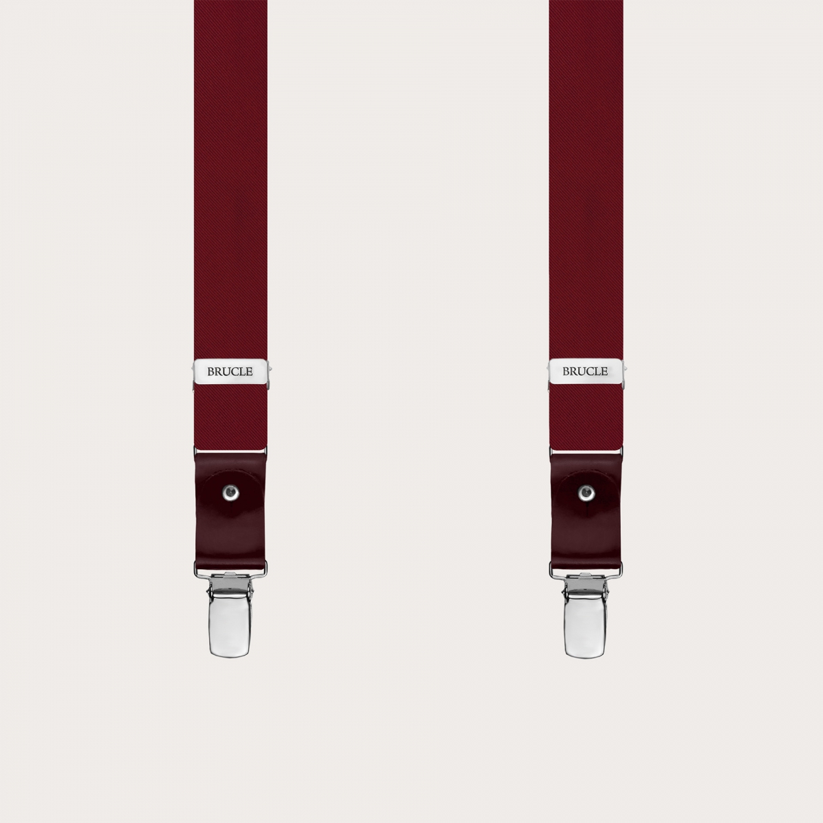 Narrow burgundy silk satin suspenders for buttons or clips