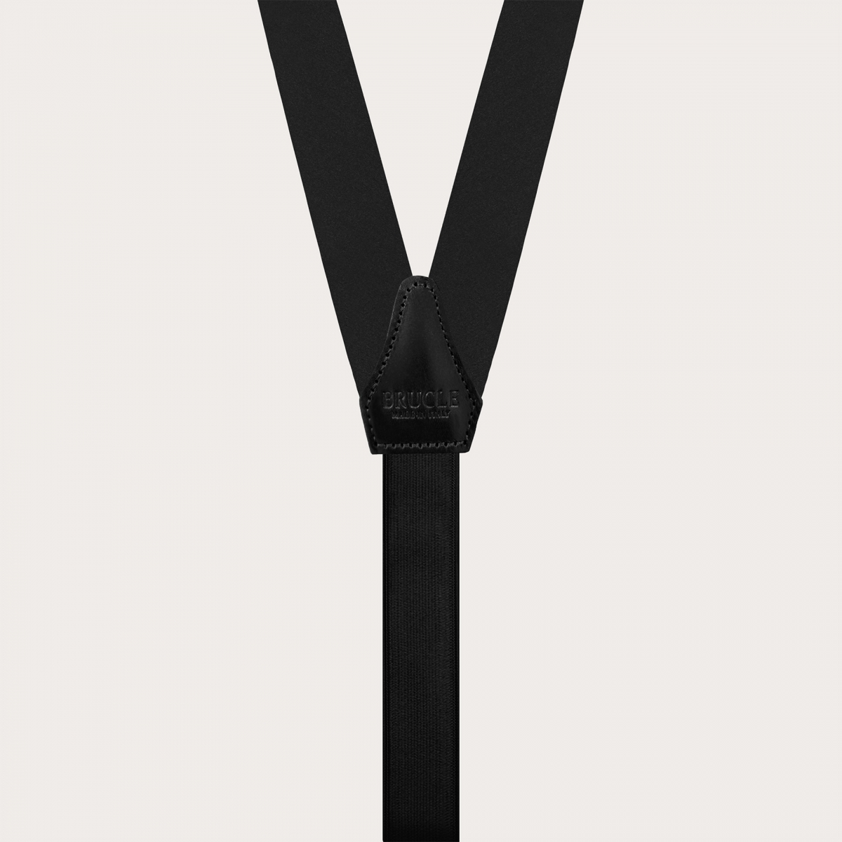 Black suspenders with gold clips in double-use satin silk