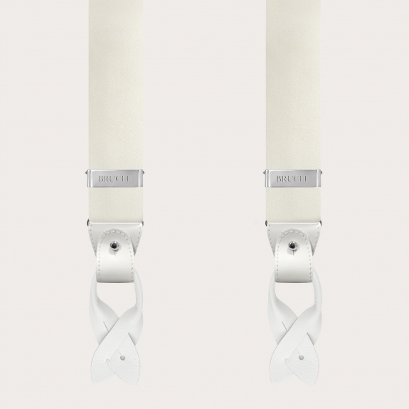 White suspenders in silk satin