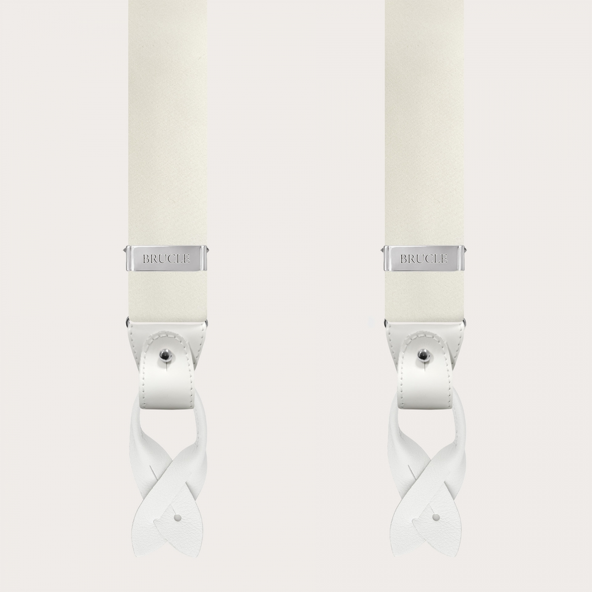 White suspenders in silk satin