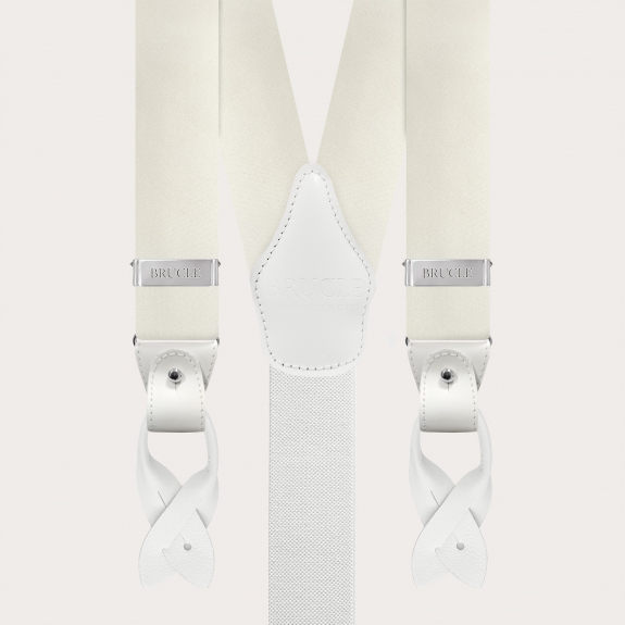 White suspenders in silk satin