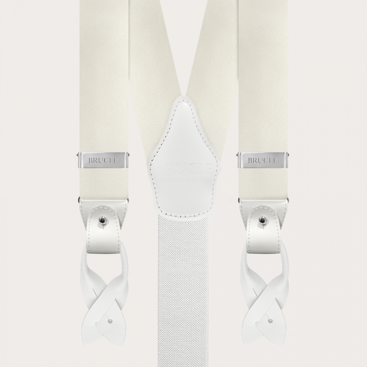 White suspenders in silk satin