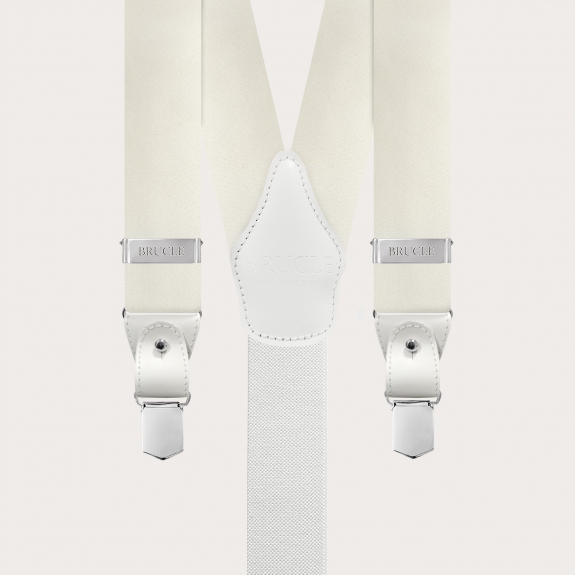 White suspenders in silk satin