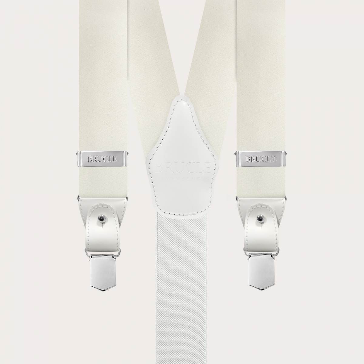 White suspenders in silk satin