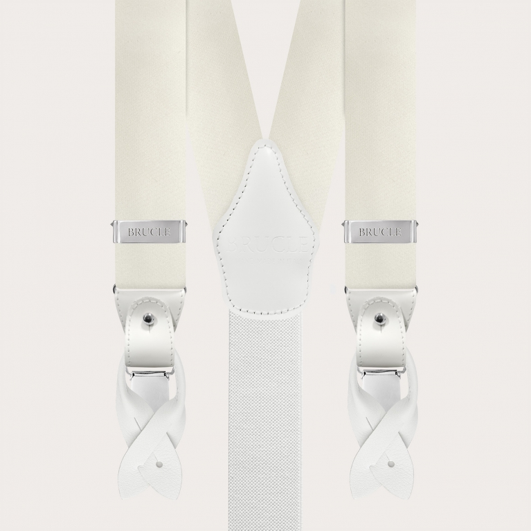 White suspenders in silk satin