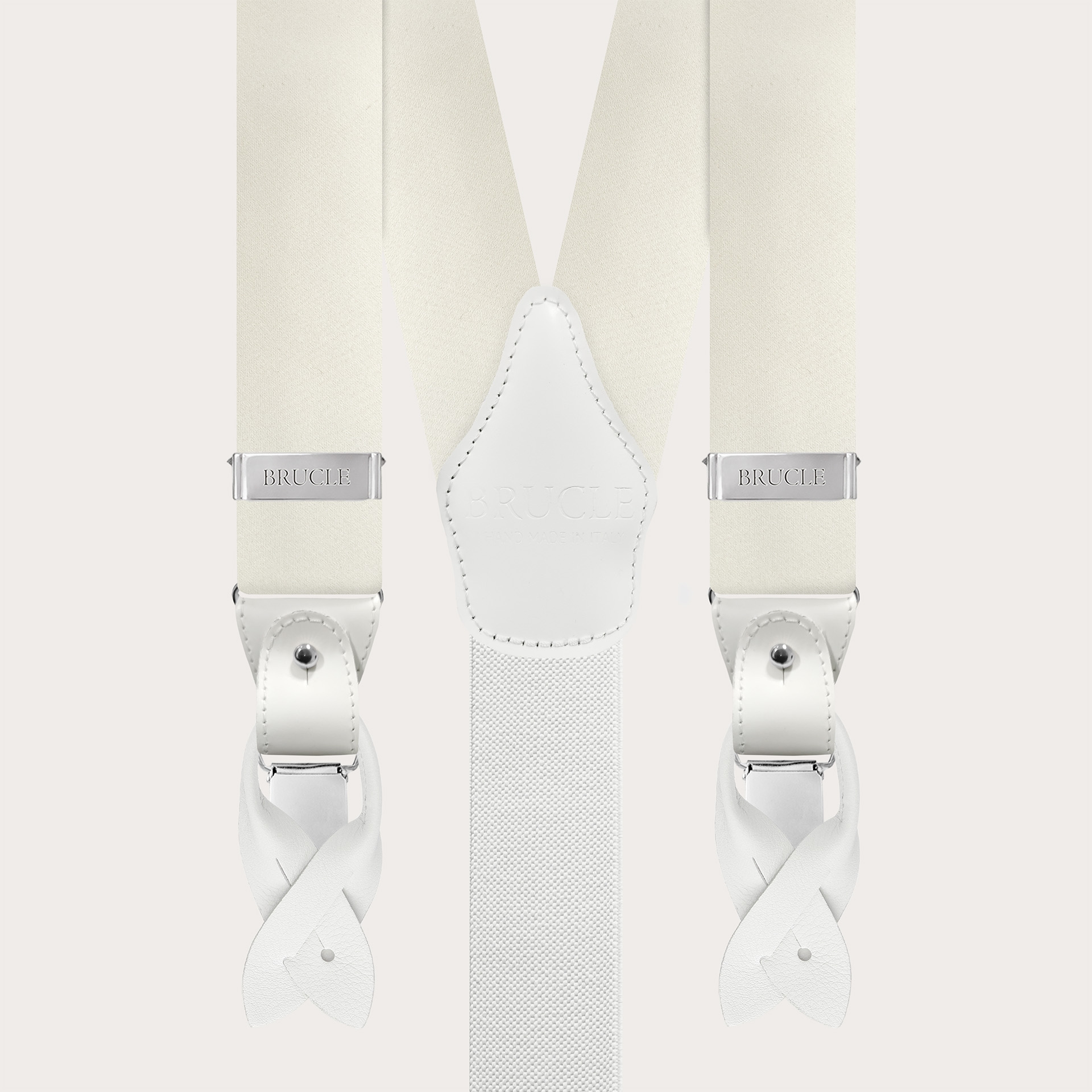 White suspenders in silk satin