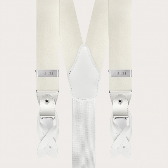 White suspenders in silk satin