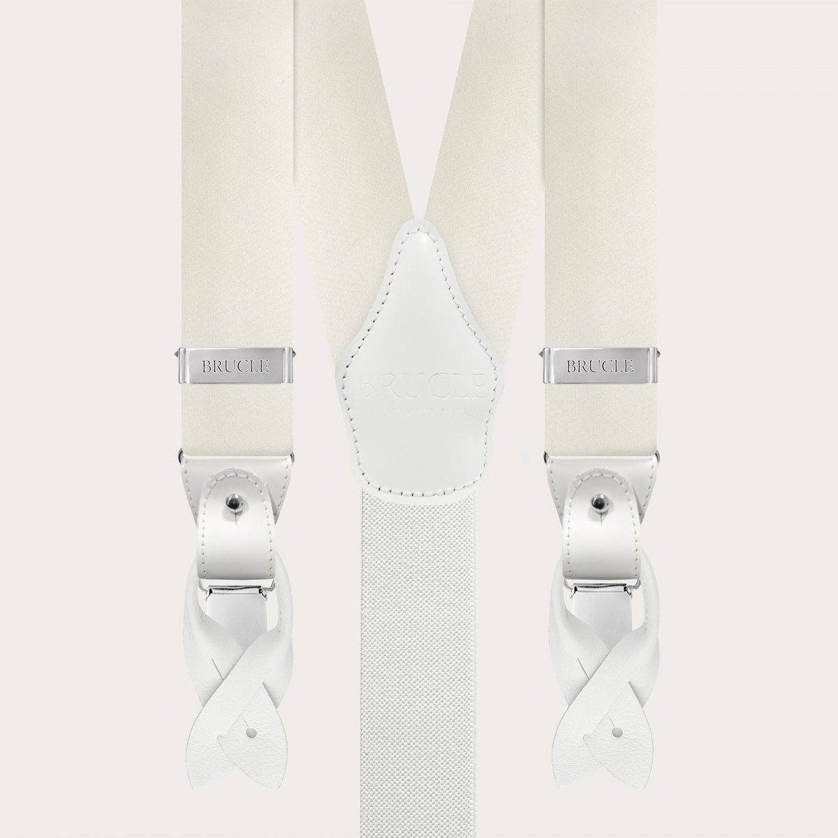 White suspenders in silk satin