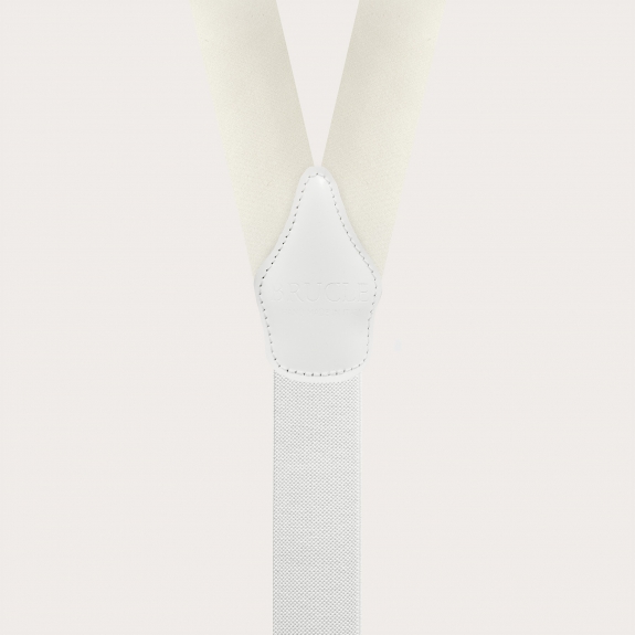 White suspenders in silk satin