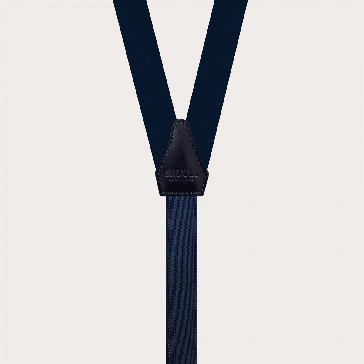 Navy blue silk satin suspenders 25 mm for buttons or clips