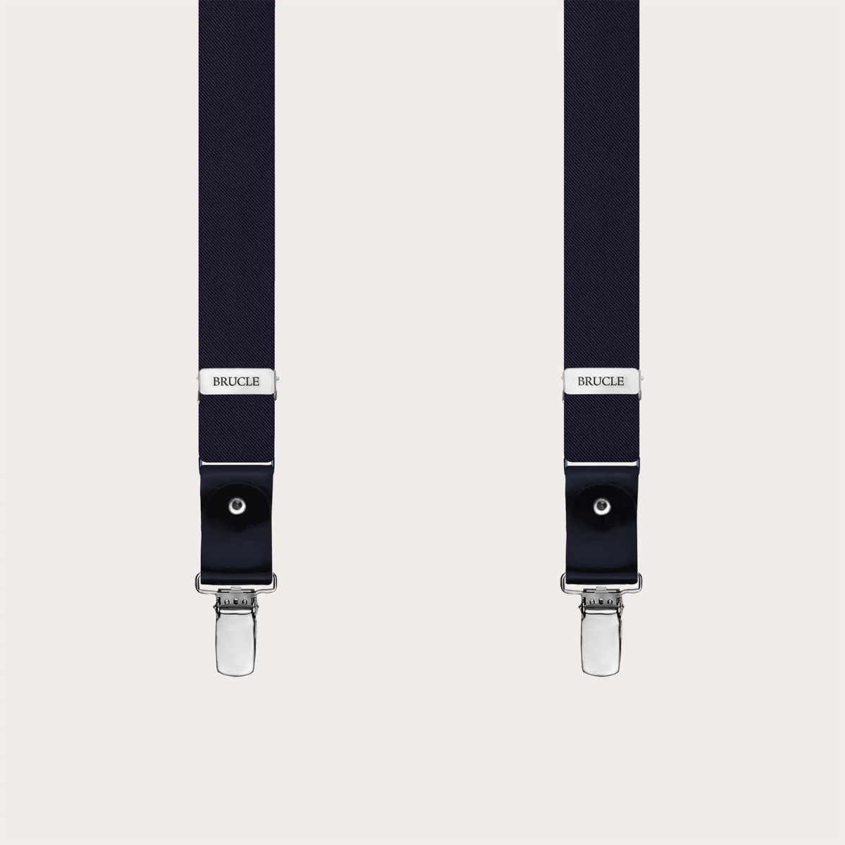 Navy blue silk satin suspenders 25 mm for buttons or clips