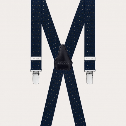 Narrow blue suspenders with orange pinstripe