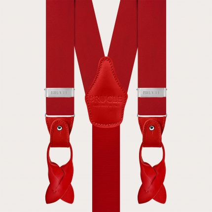 Red silk satin suspenders dual-use buttons or clips