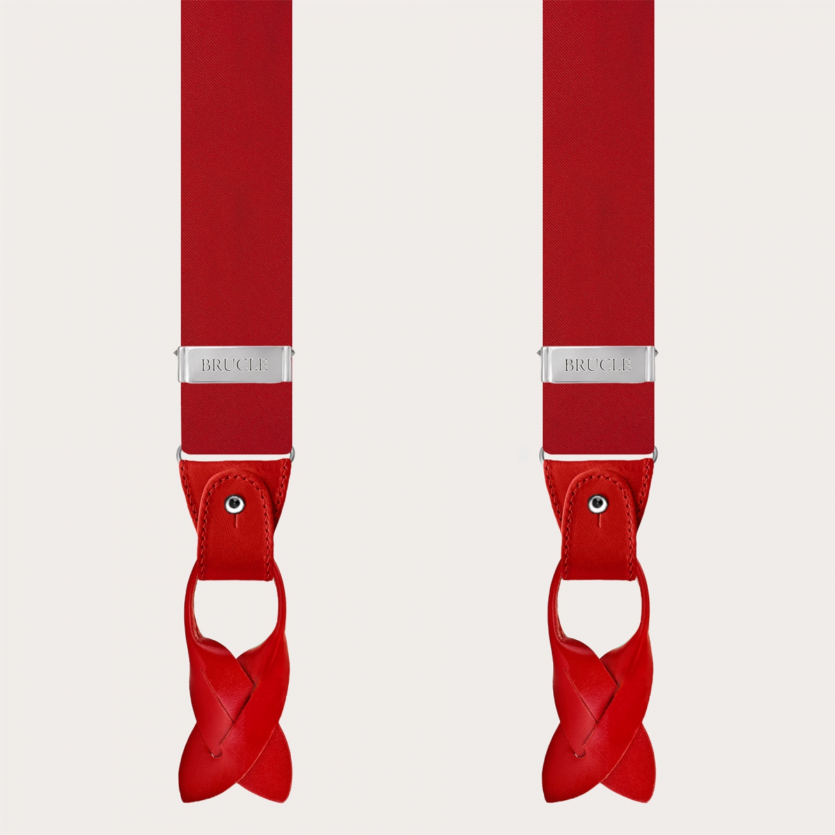 Red silk satin suspenders dual-use buttons or clips