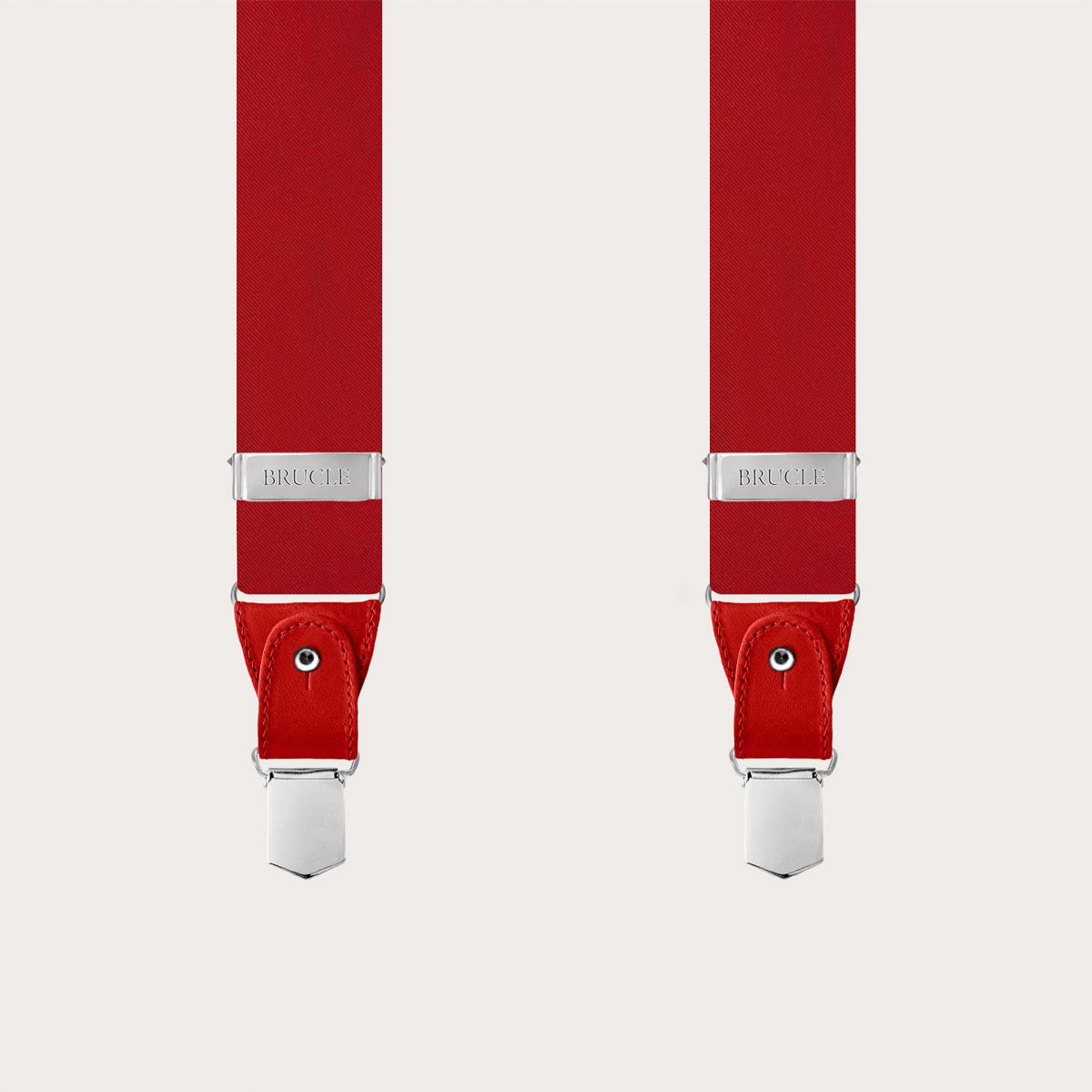 Red silk satin suspenders dual-use buttons or clips