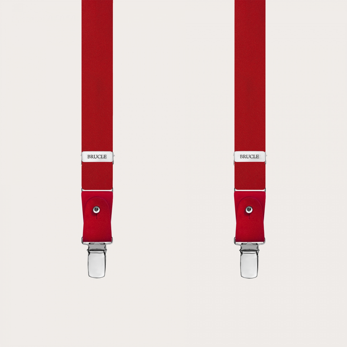 Red silk satin suspenders double use with clips or buttons