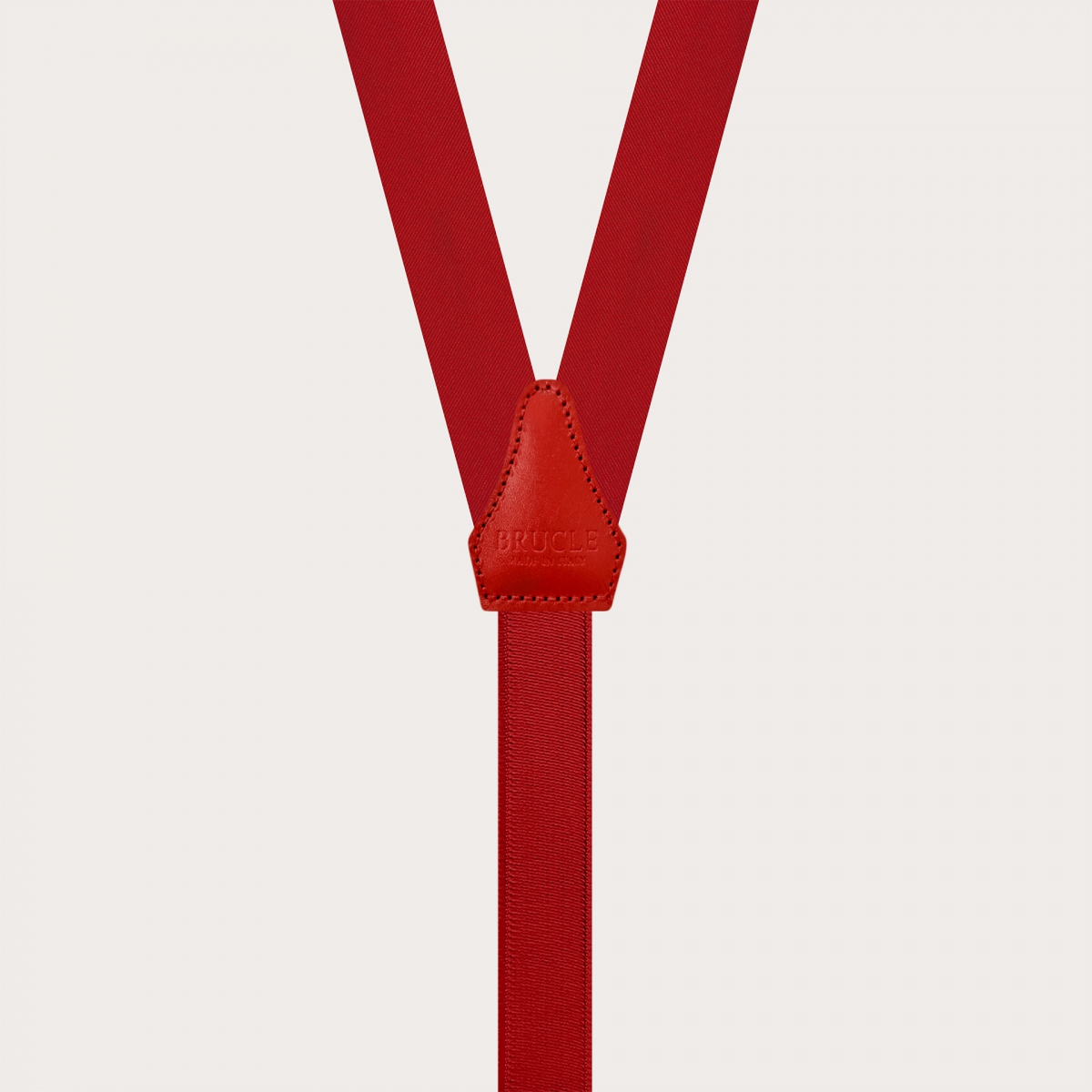 Narrow red silk satin suspenders with buttonholes