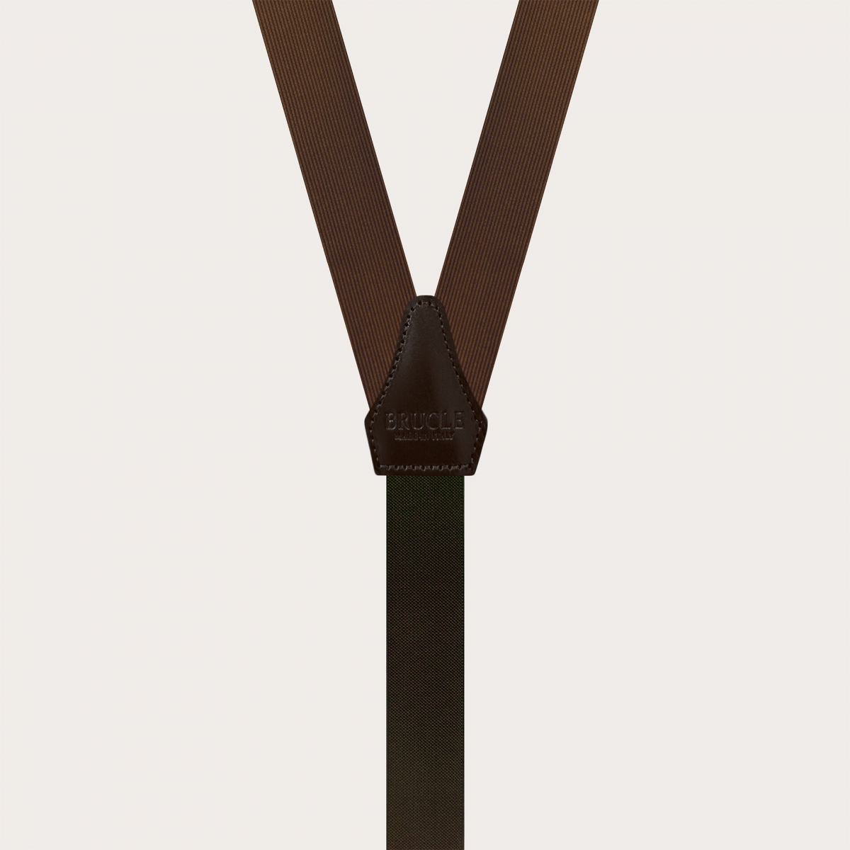 Narrow brown silk suspenders with gold buttons or clips