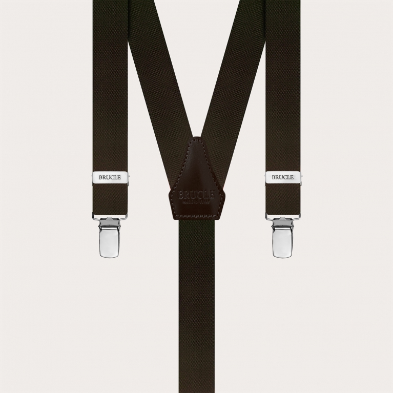 Dark brown narrow Y-back suspenders