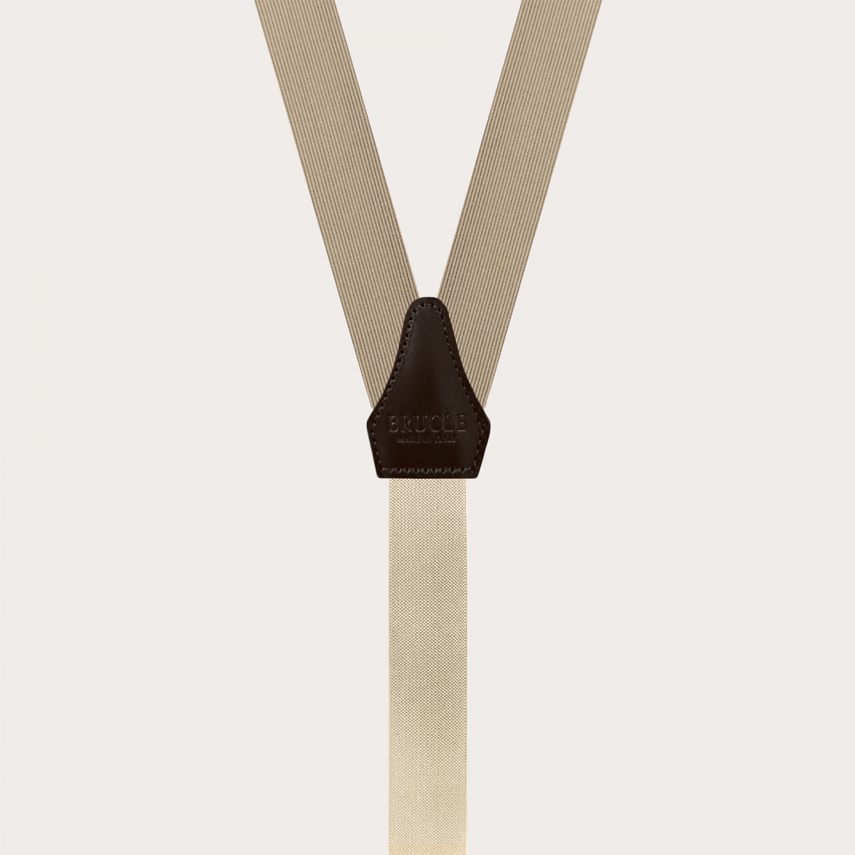 Narrow champagne dual-use suspenders with buttons or clips