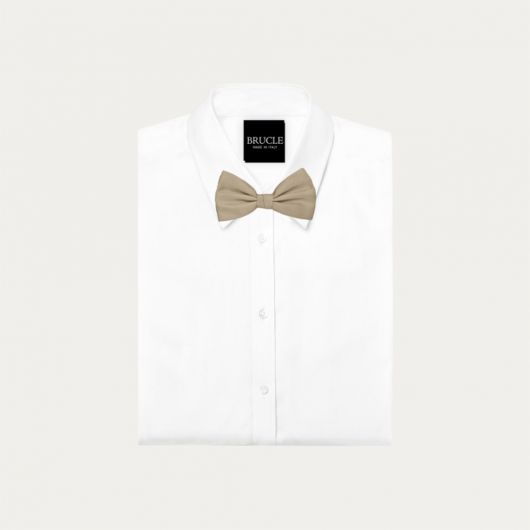 Champagne-colored silk self-tie bow tie