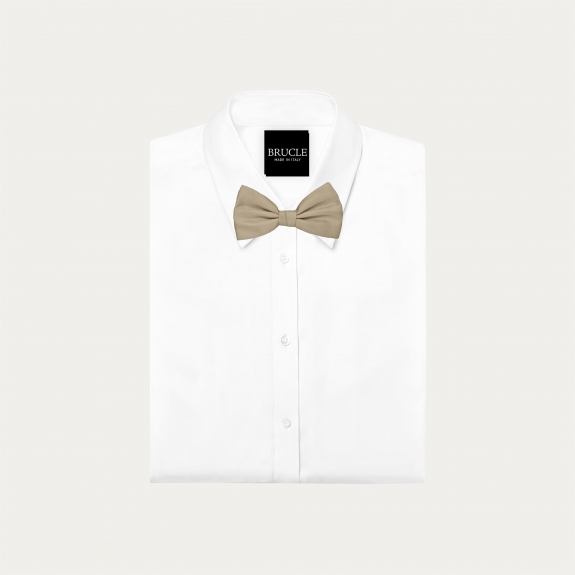 Champagne-colored silk self-tie bow tie