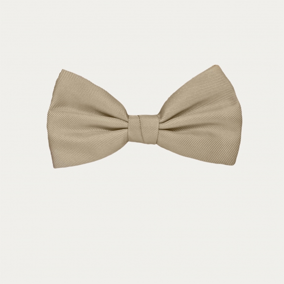 Champagne-colored silk self-tie bow tie