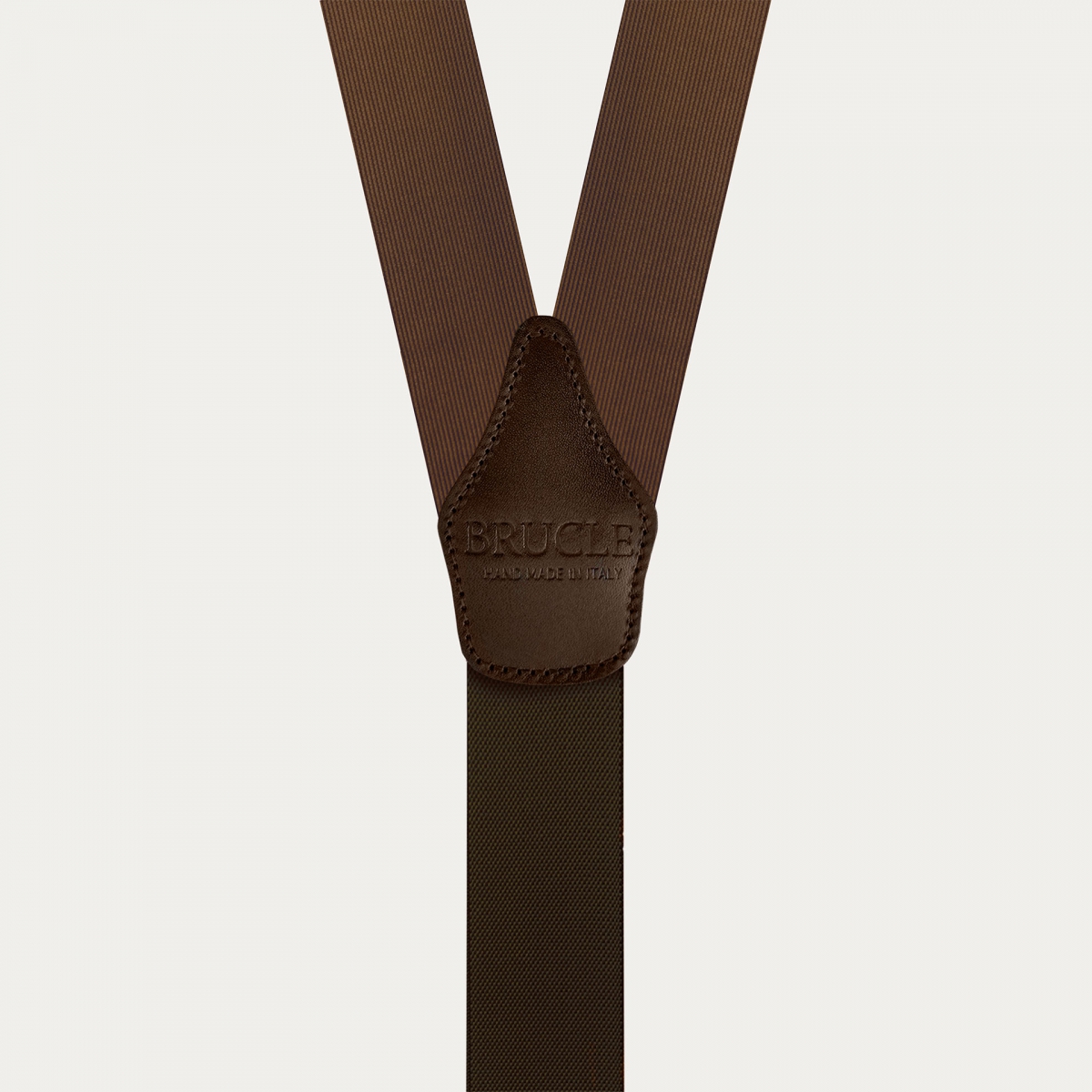 Brown silk dual-use suspenders with gold clips