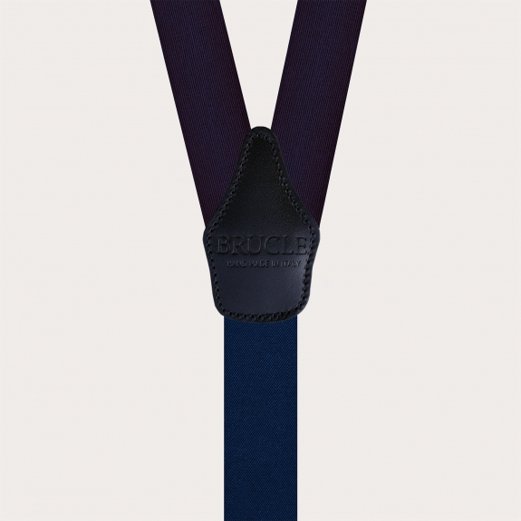 Formal Y-shape pure silk suspenders, blue