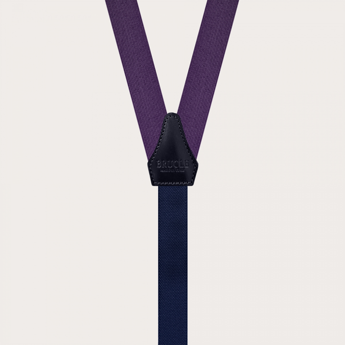 Narrow purple suspenders in jacquard silk with gold metal parts