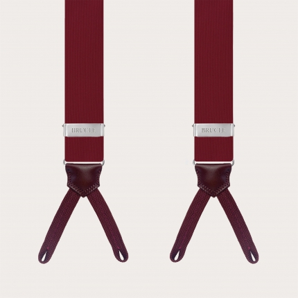 Formal Y-shape suspenders with braid runners, burgundy