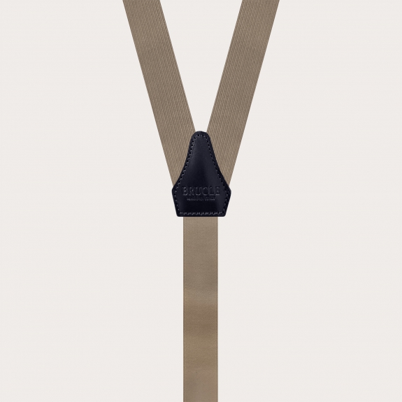 Narrow ecru suspenders dual-use with gold clips