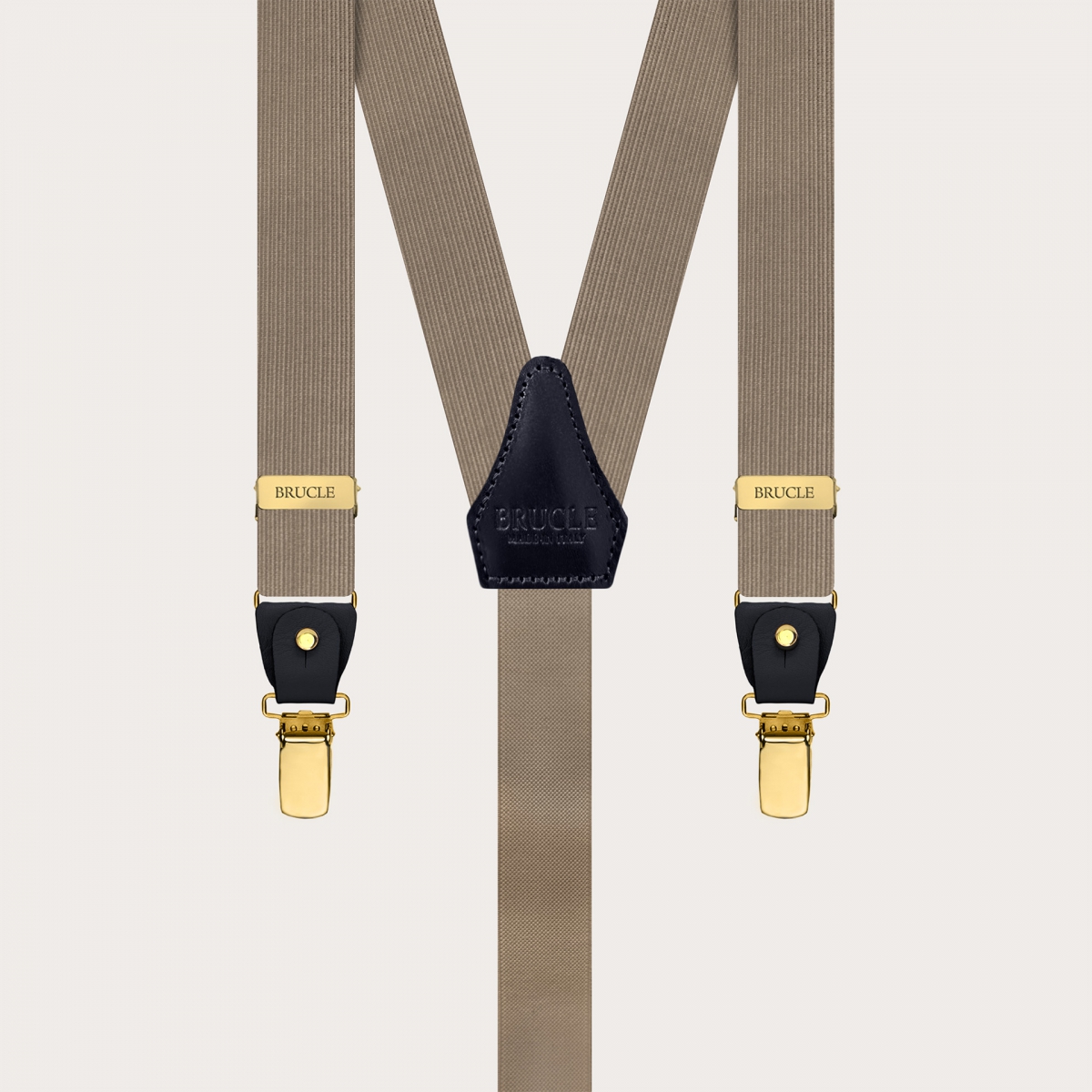 Narrow ecru suspenders dual-use with gold clips