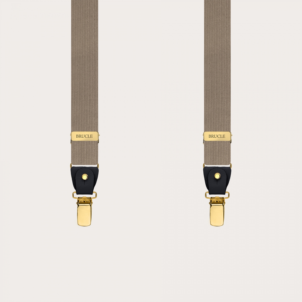 Narrow ecru suspenders dual-use with gold clips