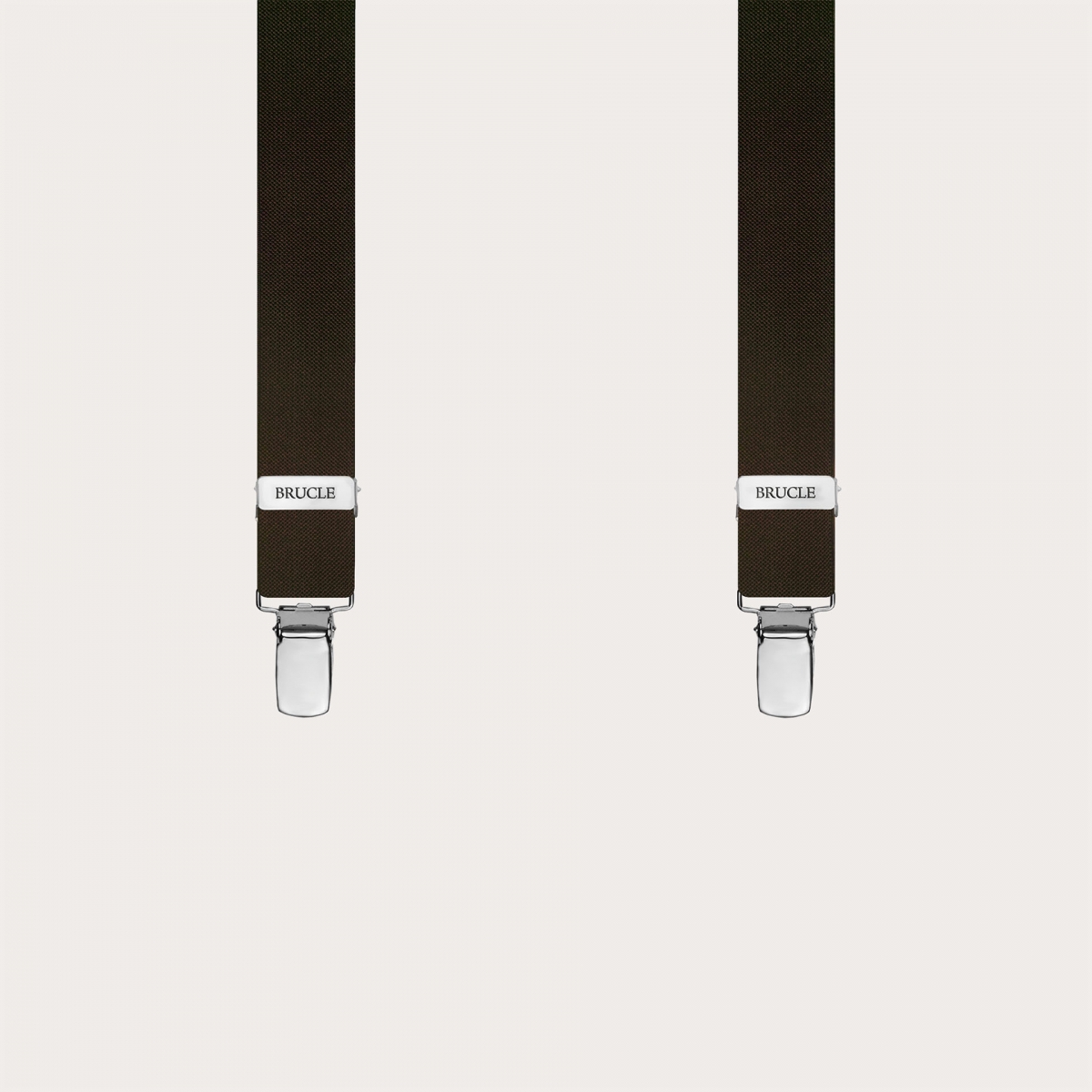 Narrow dark brown suspenders, clip-on only