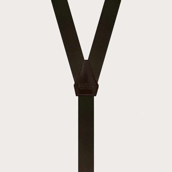 Narrow dark brown suspenders, clip-on only