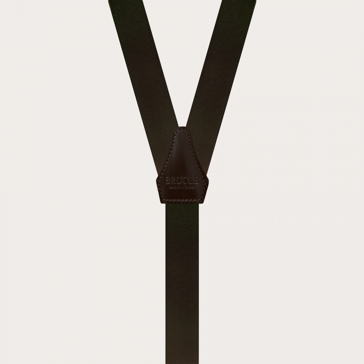 Narrow dark brown suspenders, clip-on only