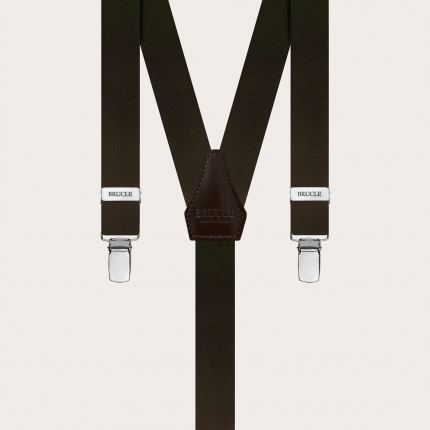 Narrow dark brown suspenders, clip-on only
