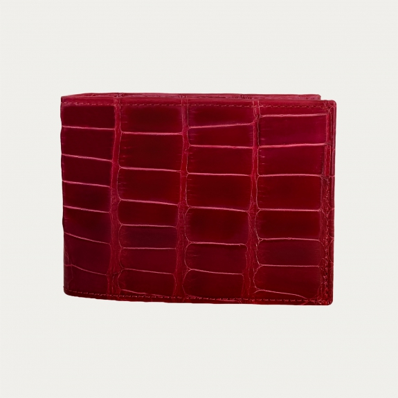 Billetera para hombre en cuero de aligátor rojo rubí