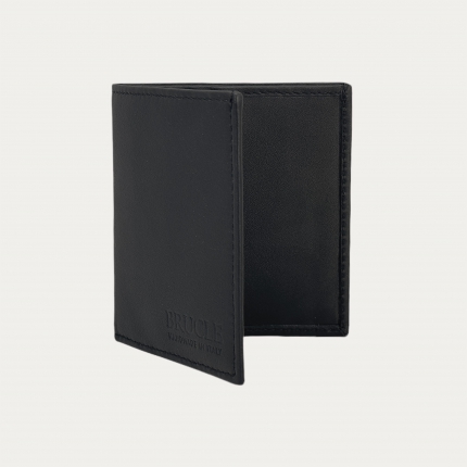 Compact black leather business wallet