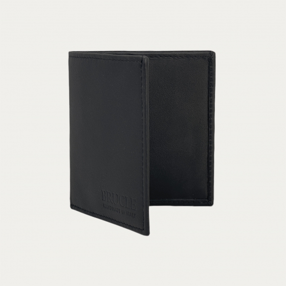 Portefeuille business compact en cuir noir