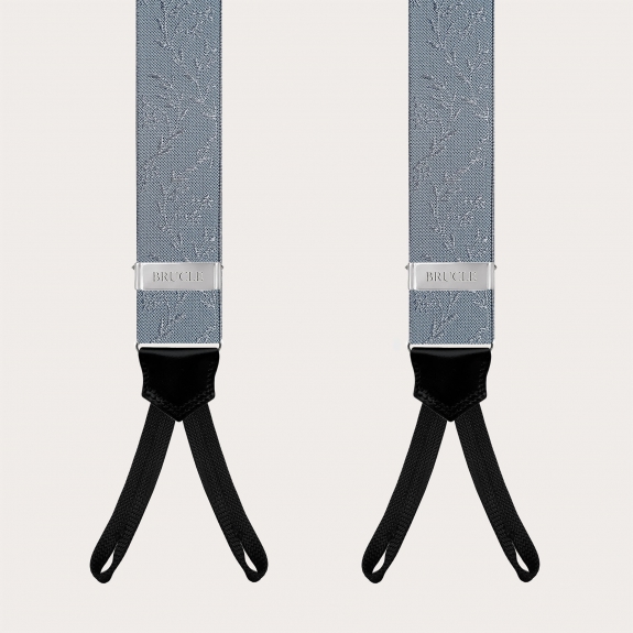 Ceremony suspenders with buttonholes in powder blue