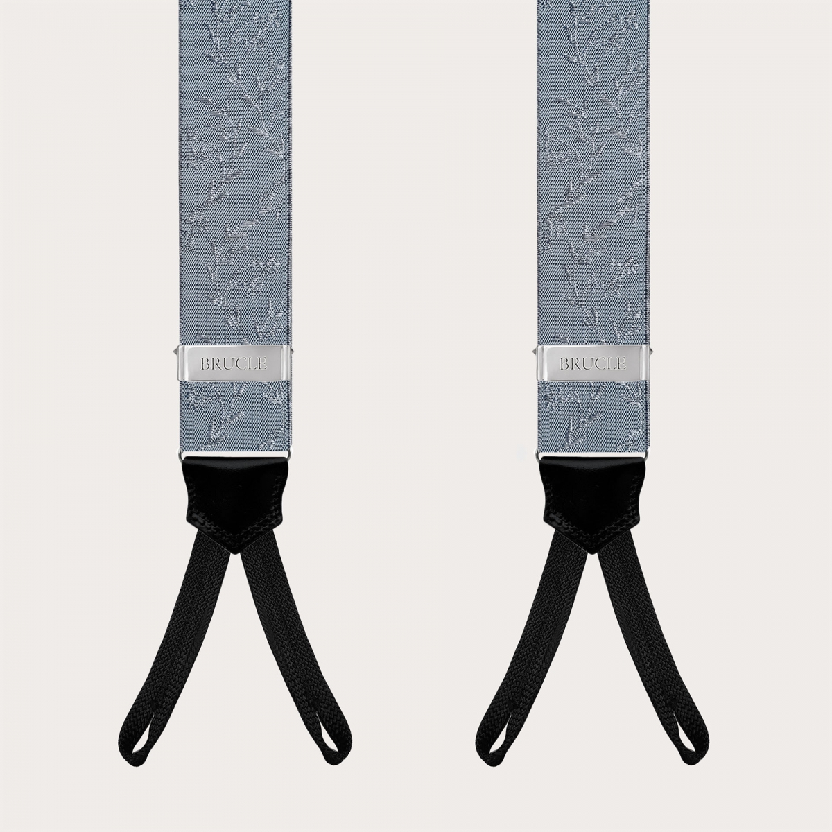 Ceremony suspenders with buttonholes in powder blue